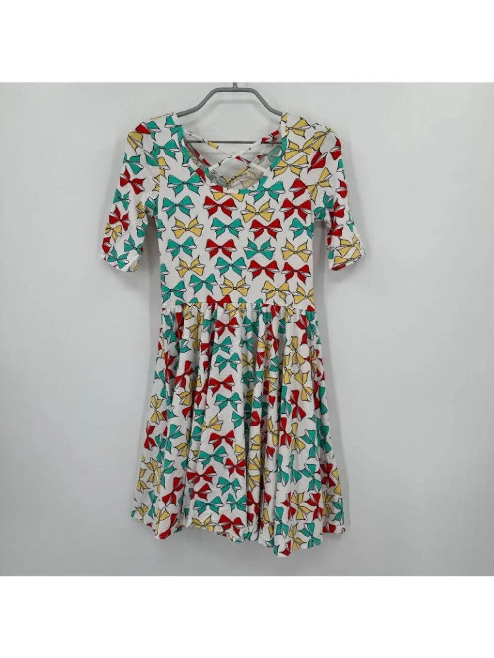 Dot Dot Smile Girl's Ballerina Skater Dress sz 11 NWT Short Sleeve Christmas Bow